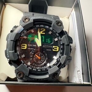 Ativa Black Sport Watch with Silver Buckle